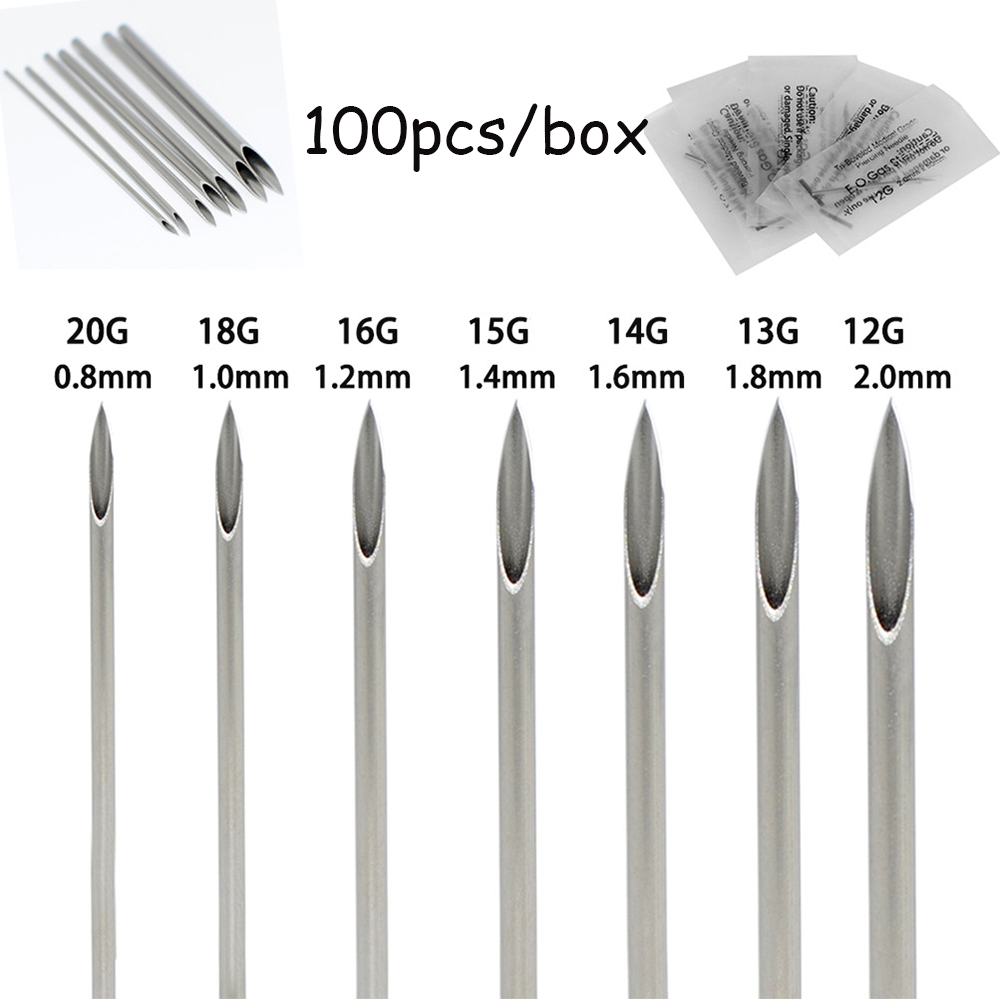 Body Jewelry Tool - 10-1000pcs Body Piercing Needle 10G 12G