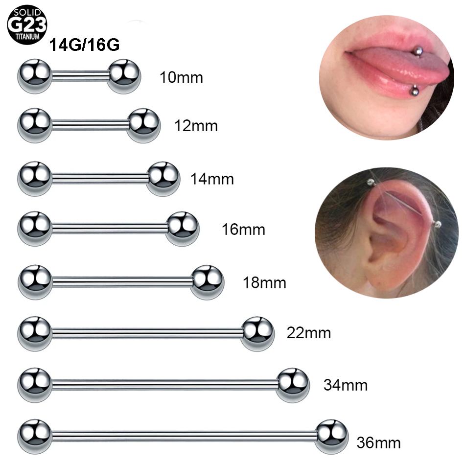 Tongue Barbell Straight - 1PC G23 Titanium Straight Barbell Tongue