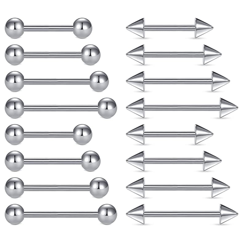 Tongue Barbell Straight - 16 Chiếc 14G Thép Không Gỉ