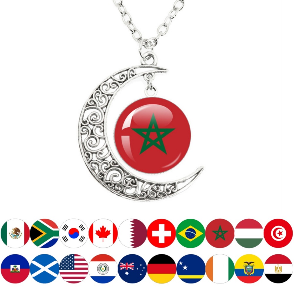 Body Jewelry Australia - National Flag Moon Pendant Necklace Swiss