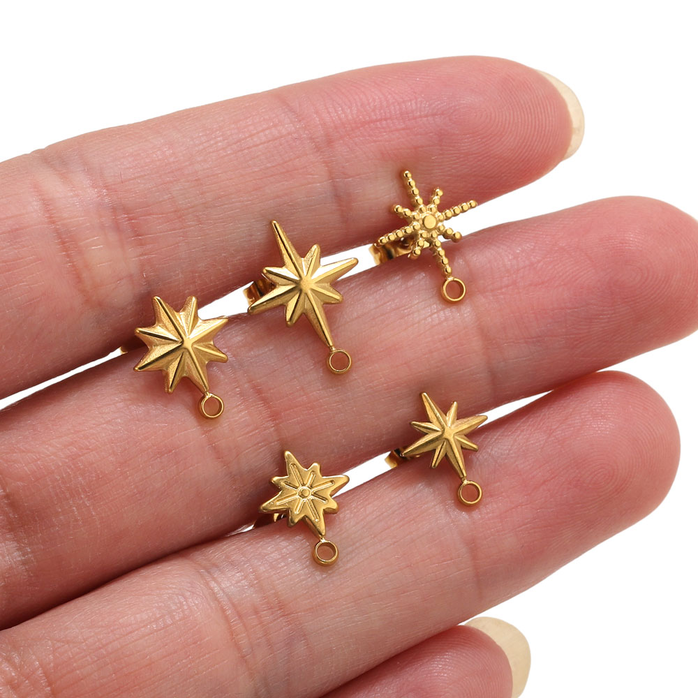 Body Jewelry Tool - 6pcs Stainless Steel Star Earrings Studs
