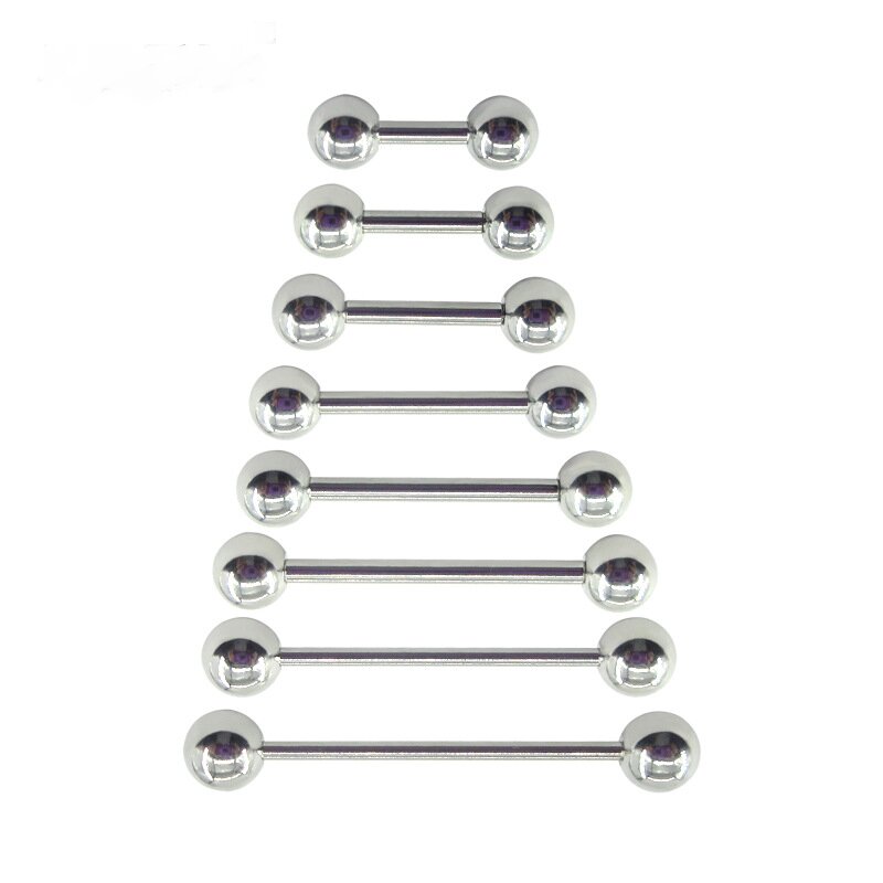 Tongue Barbell Straight - 2 Pieces 0.8mm Stainless Steel Long