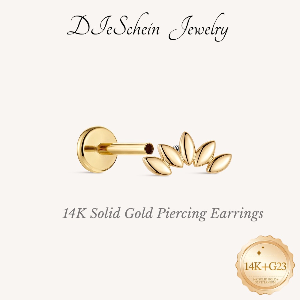 Body Jewelry Hypoallergenic - DIeSchein 14K Solid Gold Stud Genuine