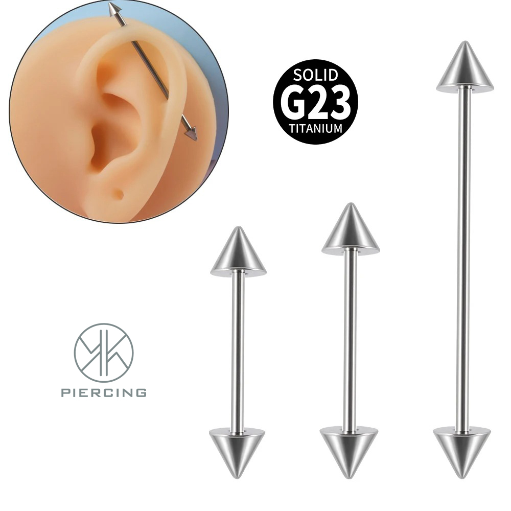 Tongue Barbell Straight - 1Pc G23 Titanium Cone Industrial Barbell