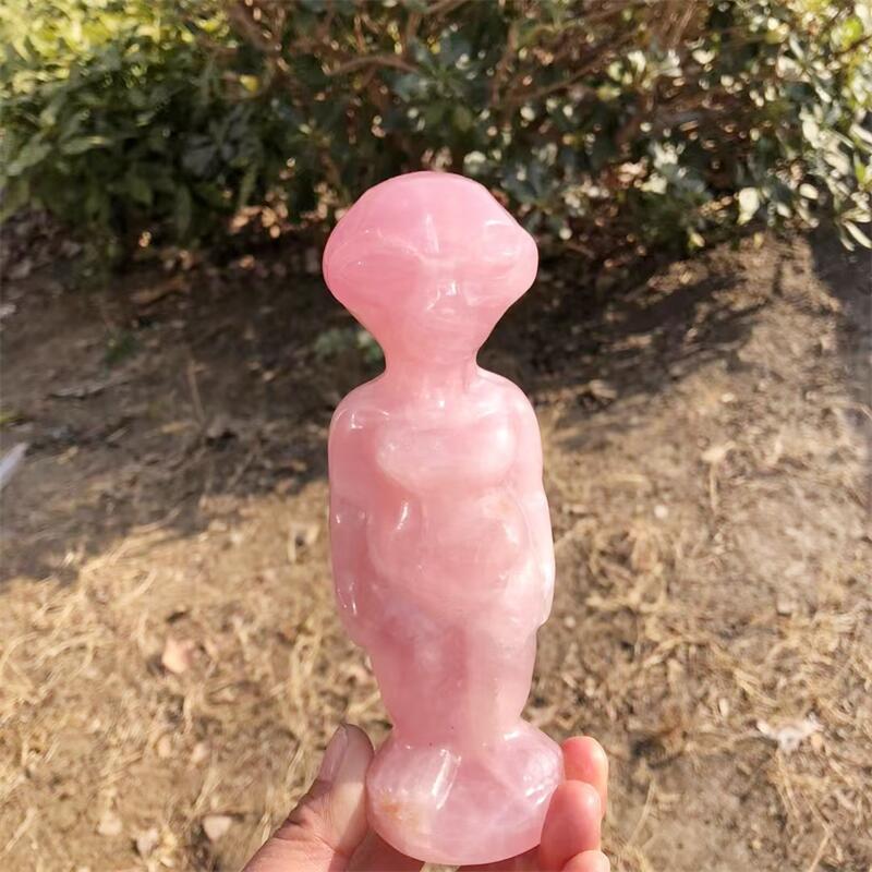 Body Jewelry Europe - 15CM Natural Rose Quartz Alien Statue
