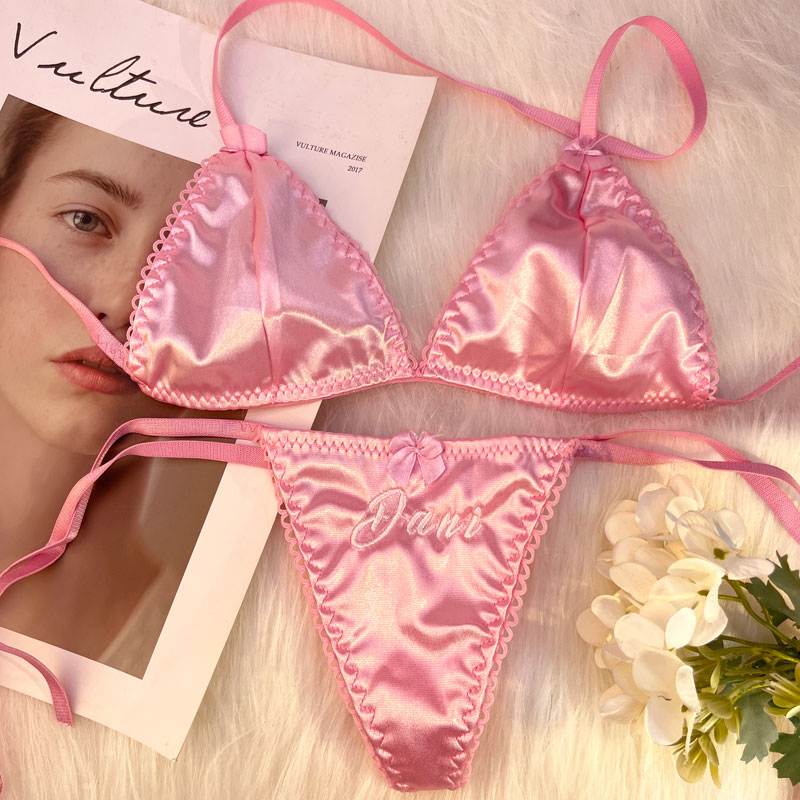 Body Jewelry Names - Custom Name Thongs Triangle Bra Set