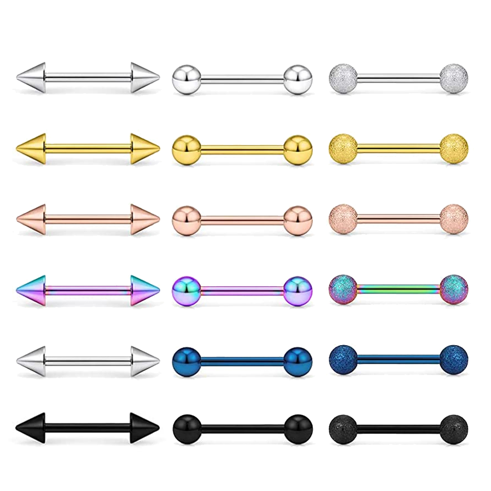 Tongue Barbell Straight - 14G Lưỡi Nhẫn Phẫu Thuật Thép