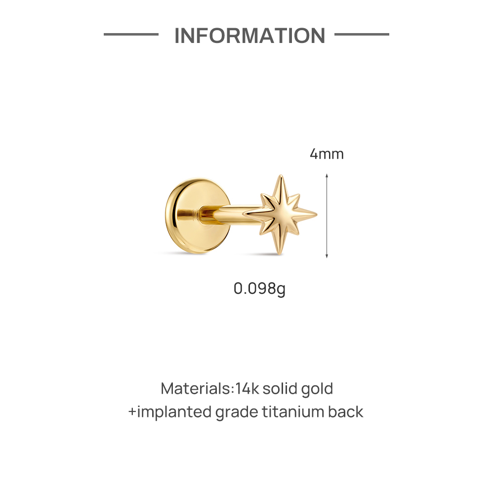 CANNER 1PC 14K Solid Gold Eigh - đánh giá và giá Body Jewelry Hypoallergenic