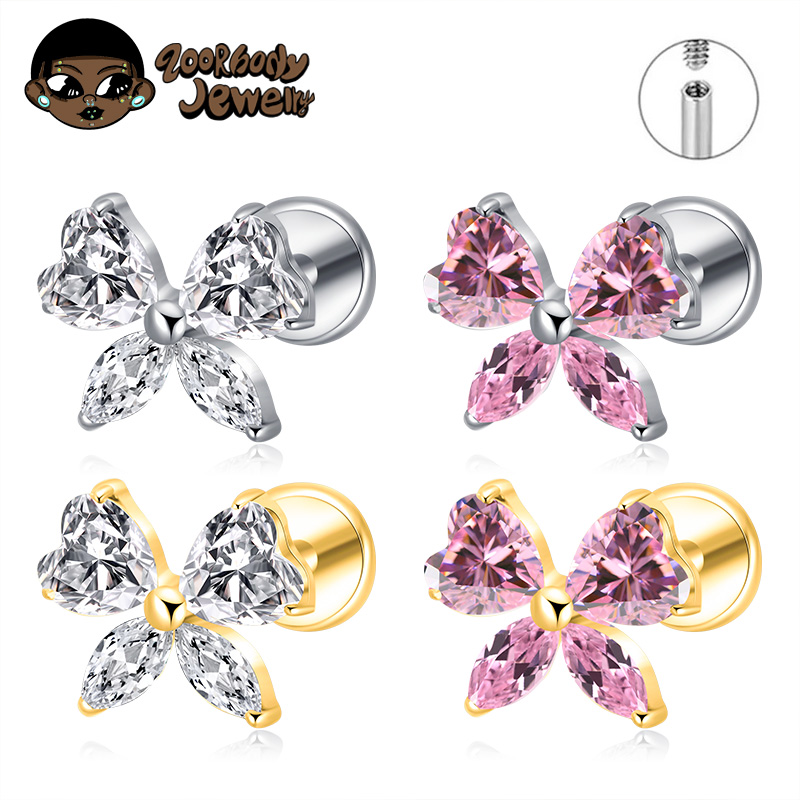 ASTM F136 TItanium Heart CZ Bo - đánh giá và giá Zoor Body Jewelry