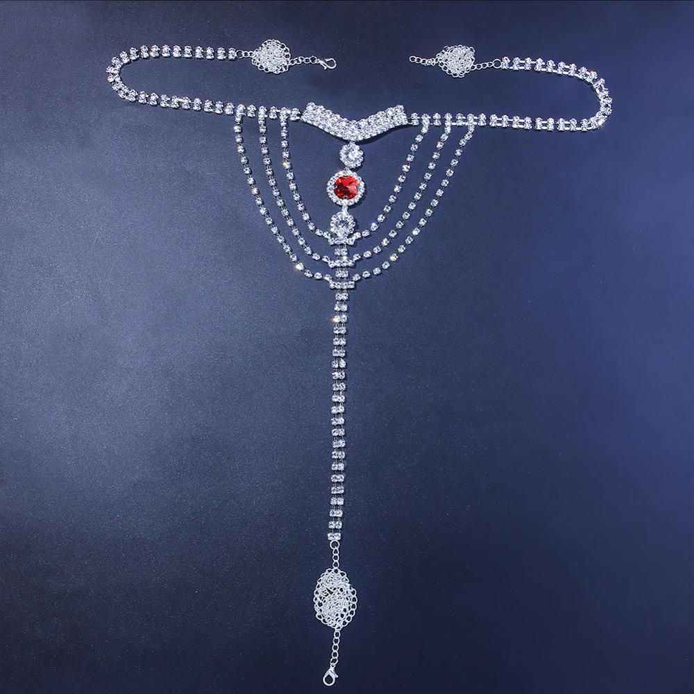 Sexy Body Chain Lingerie Red C - đánh giá và giá Body Jewelry Rhinestone