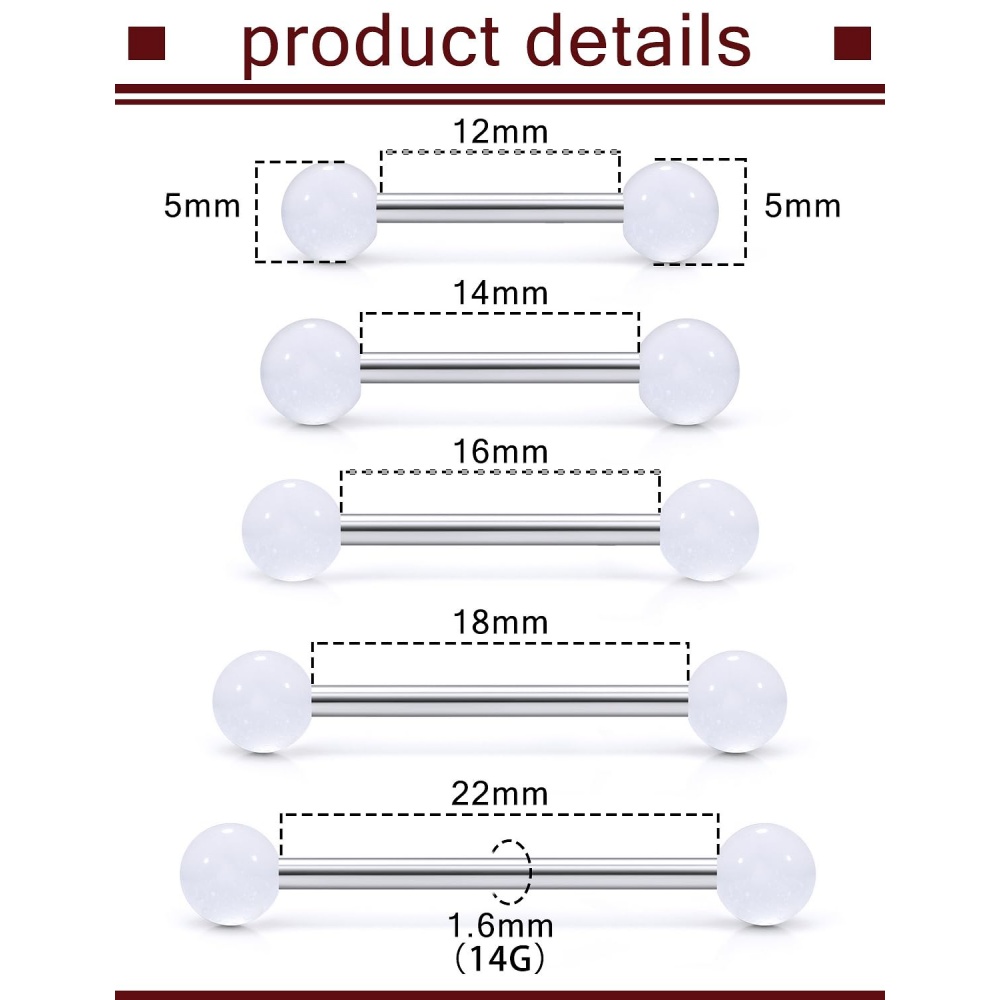 14G Surgical Steel Straight Ba - đánh giá và giá Tongue Barbell Straight