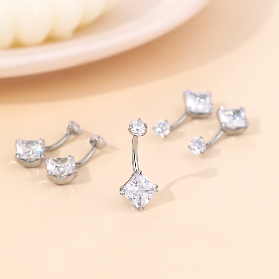 1Pc Titanium Zircon Belly Ring - đánh giá và giá Belly Bar Titanium