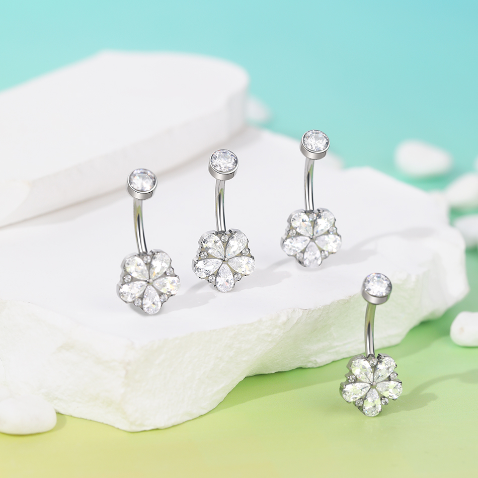 1Pc Titanium Zircon Belly Ring - đánh giá và giá Belly Bar Titanium