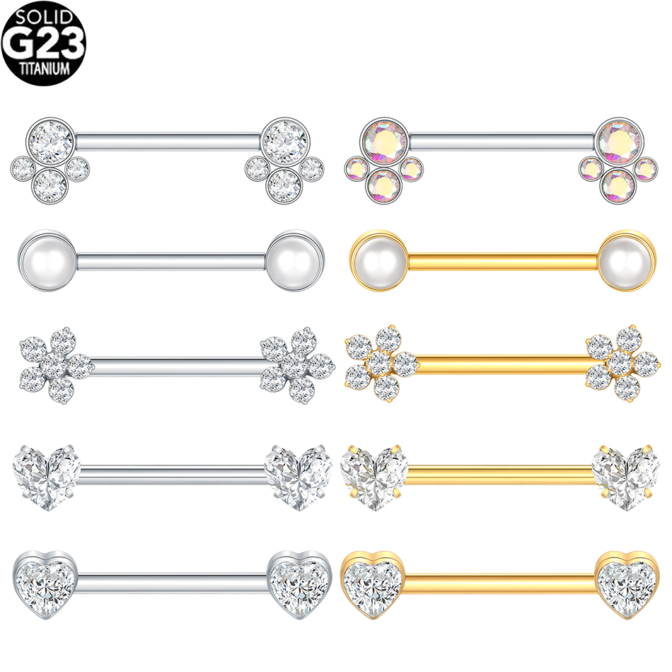 1/5Pcs Titanium Heart Nipple P - đánh giá và giá Tongue Barbell Straight