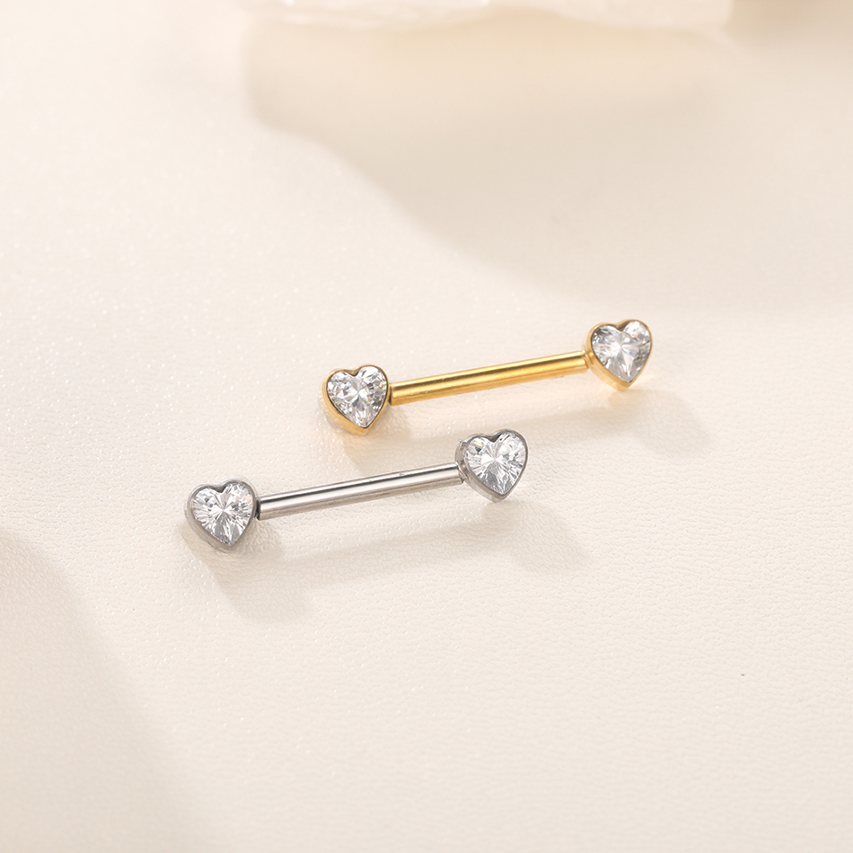 1/5Pcs Titanium Heart Nipple P - đánh giá và giá Tongue Barbell Straight