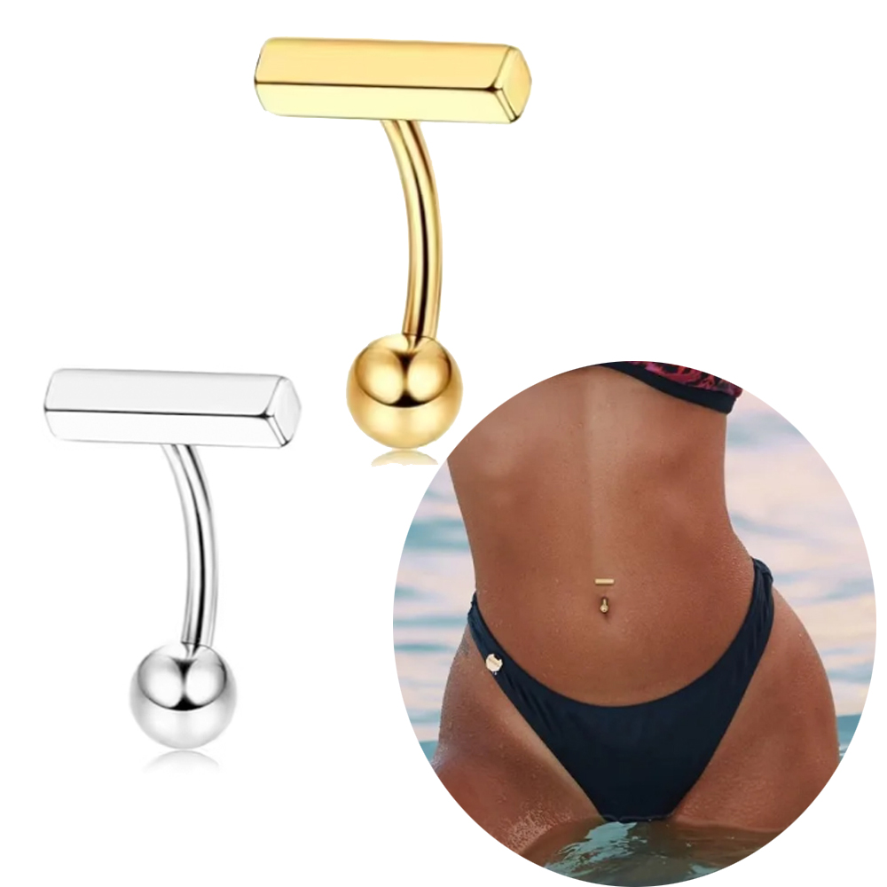1pc Reversed Barbell Zircon Be - đánh giá và giá Belly Bar Titanium