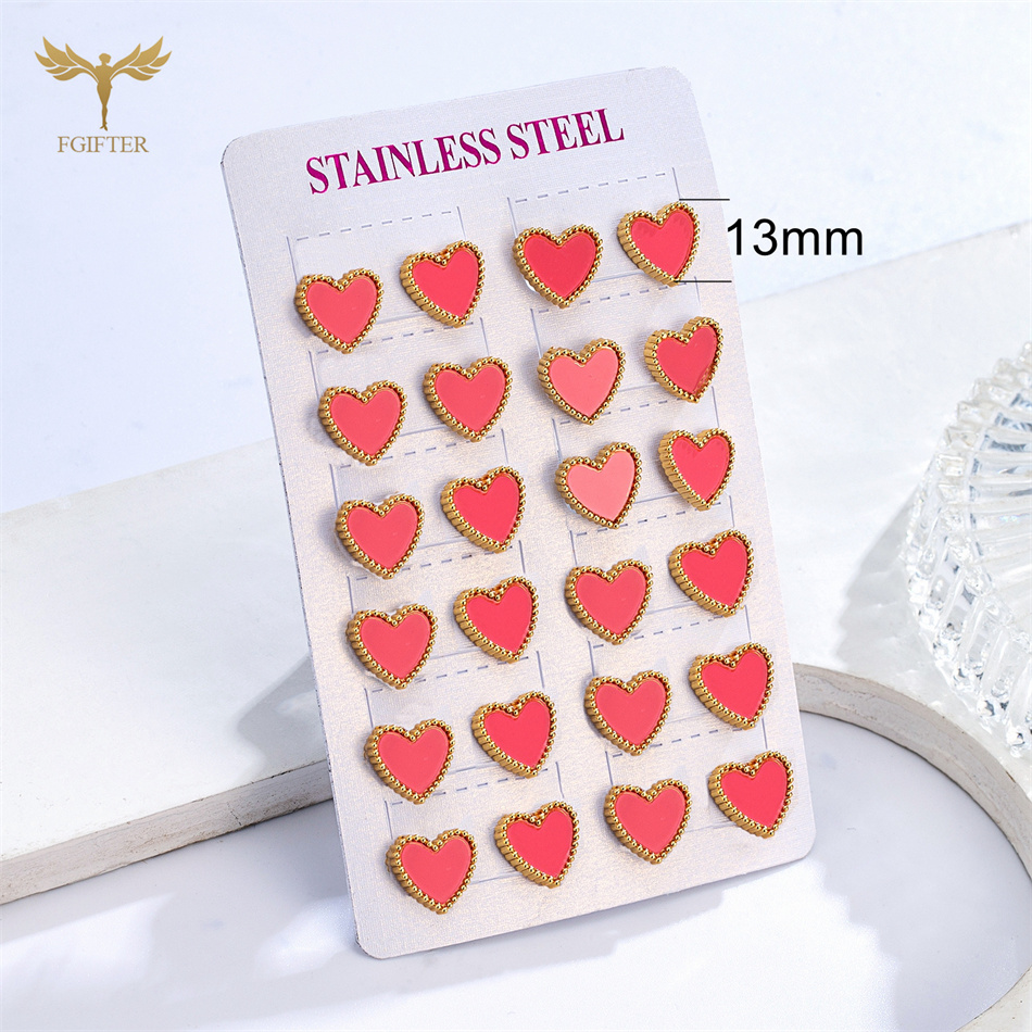 12 Pairs Lot Heart Stud Earrin - đánh giá và giá Body Jewelry Hypoallergenic