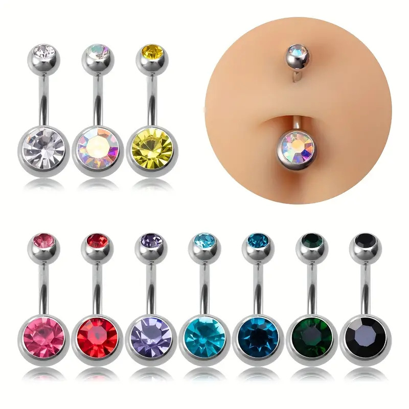 5/10/20 Miếng Zircon 14G Bụng  - đánh giá và giá Belly Bar Titanium