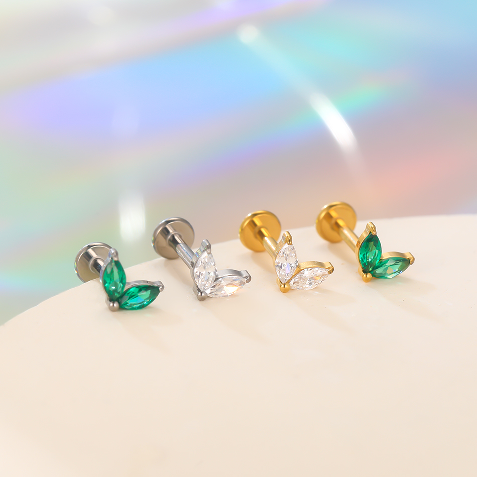 1pc Titanium White Green Zirco - đánh giá và giá Zoor Body Jewelry