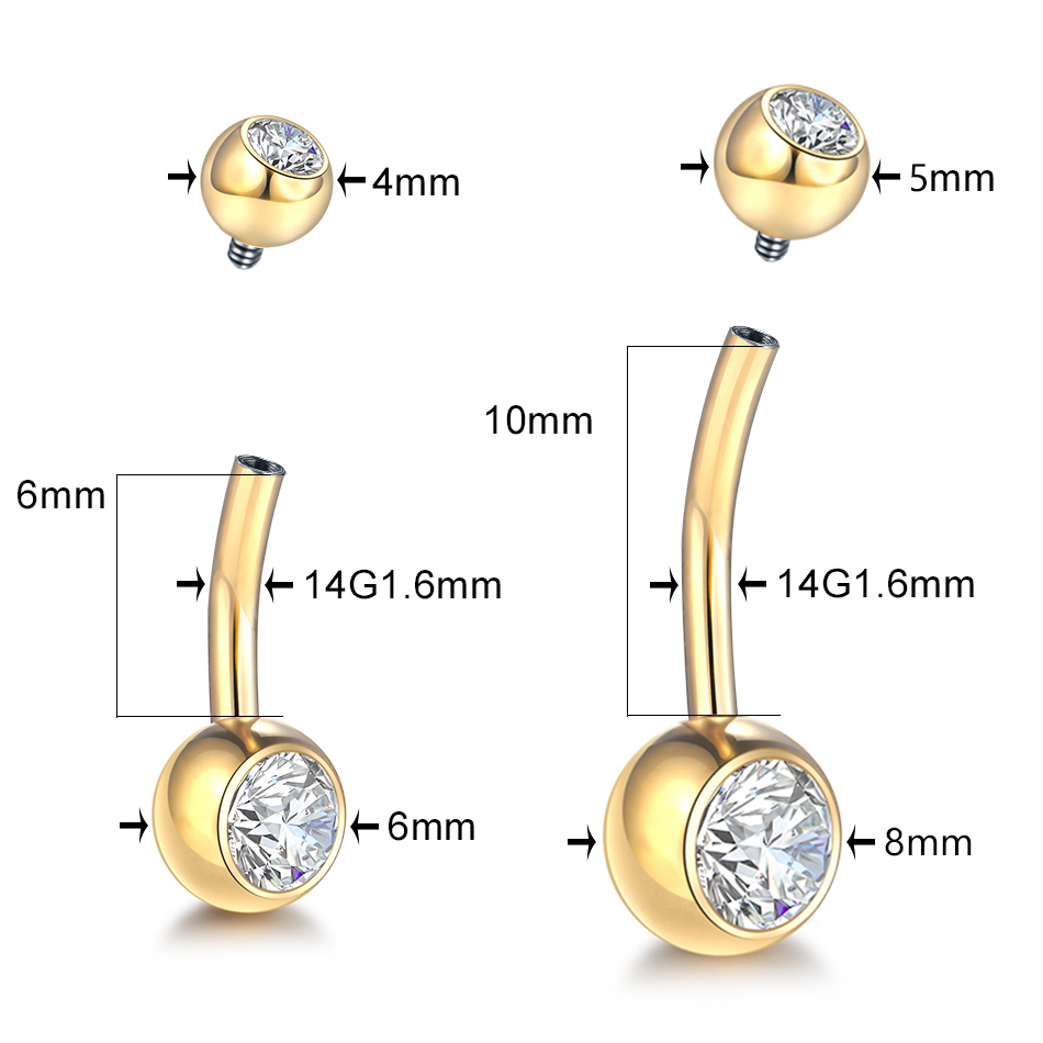 1PC G23 Titanium 14G Gold Colo - đánh giá và giá Belly Bar Titanium