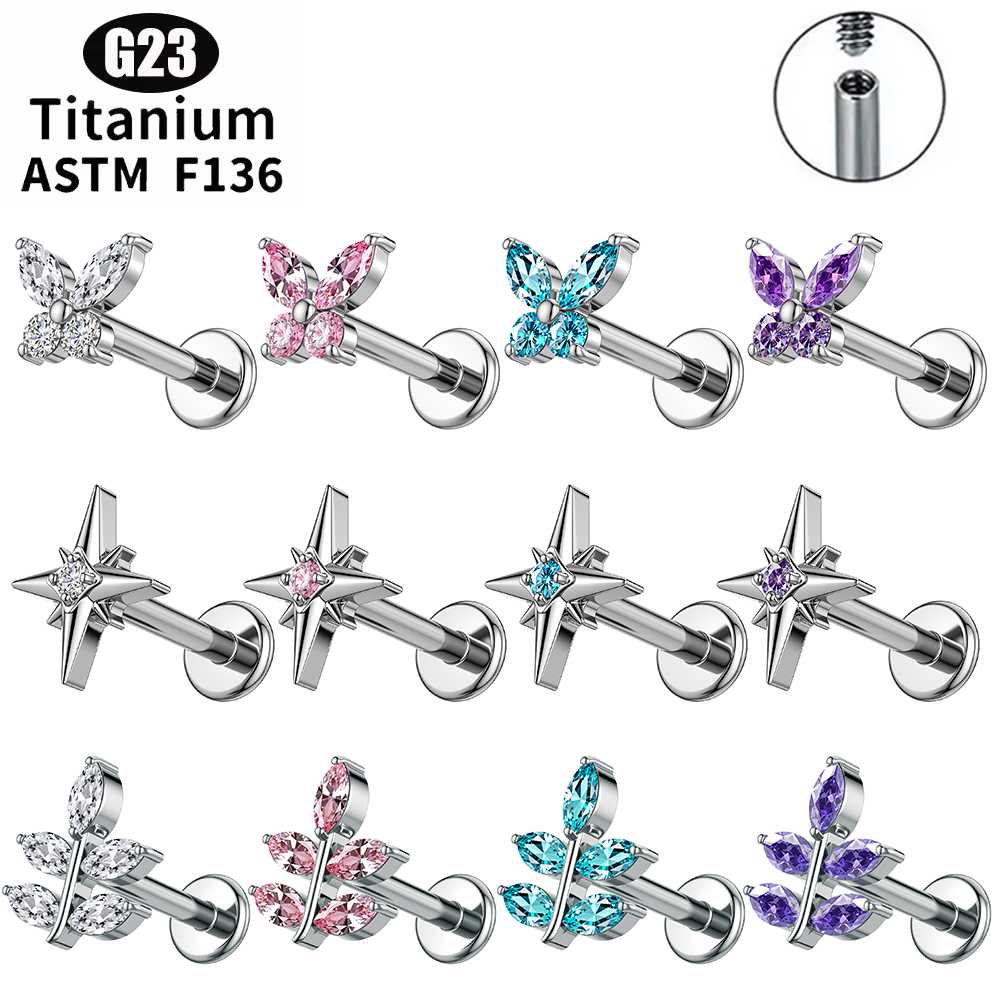 1Pc G23 Titanium 16G Zircon Ea - đánh giá và giá Zoor Body Jewelry