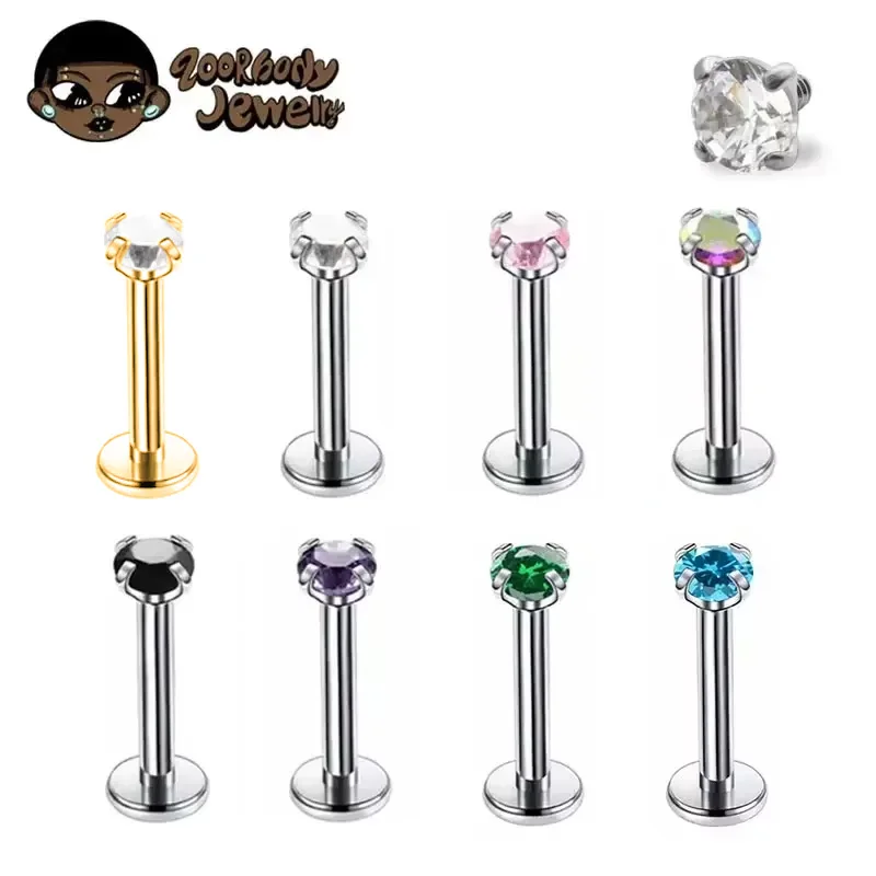 1Pcs G23 Titanium Piercing CZ  - đánh giá và giá Zoor Body Jewelry