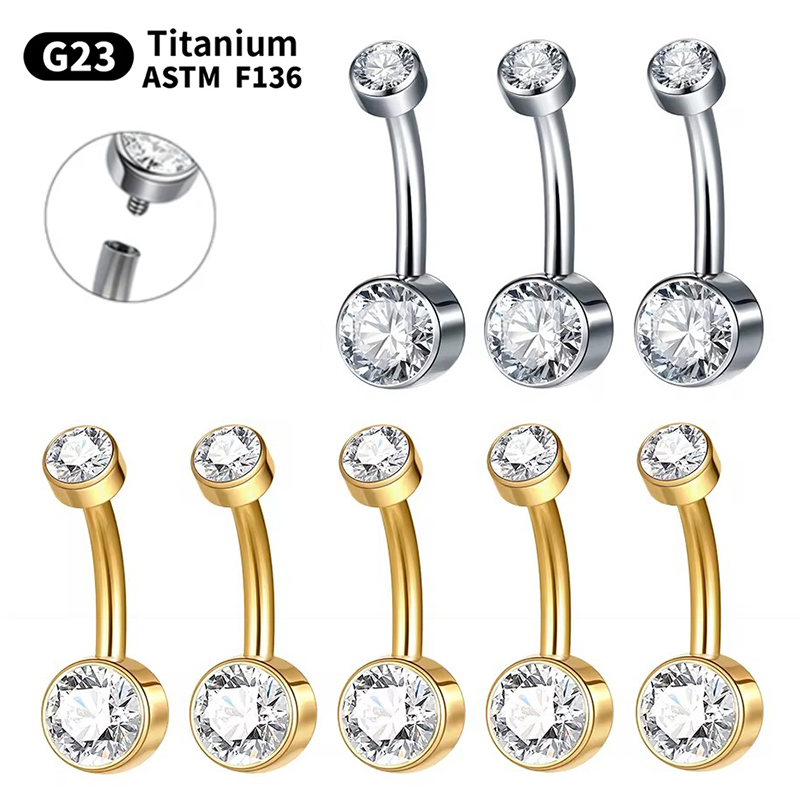 5/10Pcs Titanium Belly Button  - đánh giá và giá Belly Bar Titanium