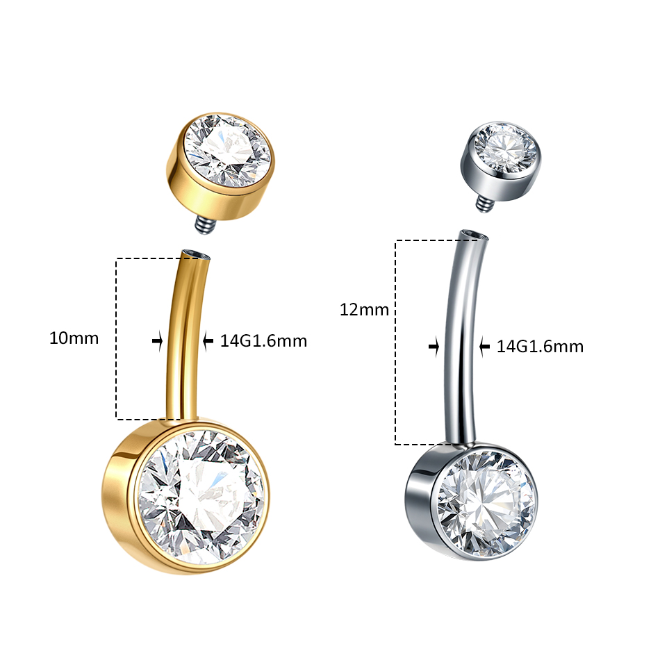 5/10Pcs Titanium Belly Button  - đánh giá và giá Belly Bar Titanium