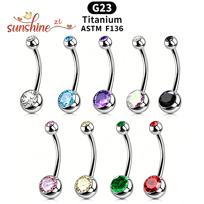 1PC G23 Titanium Zircon Gem Cu - đánh giá và giá Belly Bar Titanium