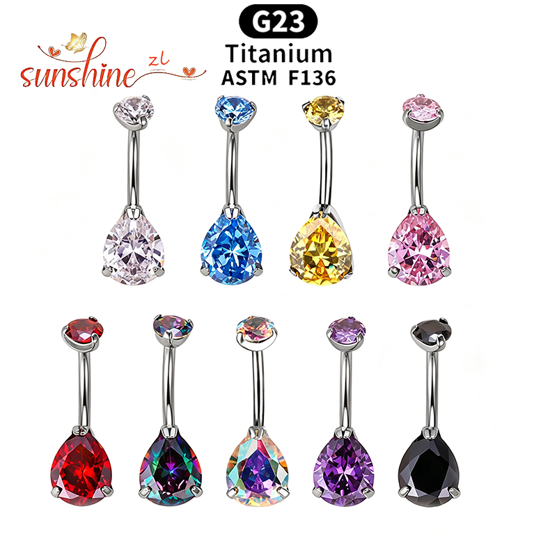 1PC G23 Titanium Zircon Gem Cu - đánh giá và giá Belly Bar Titanium