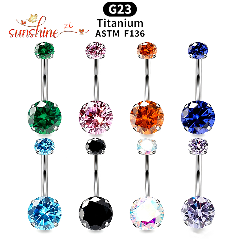 1PC G23 Titanium Zircon Gem Cu - đánh giá và giá Belly Bar Titanium