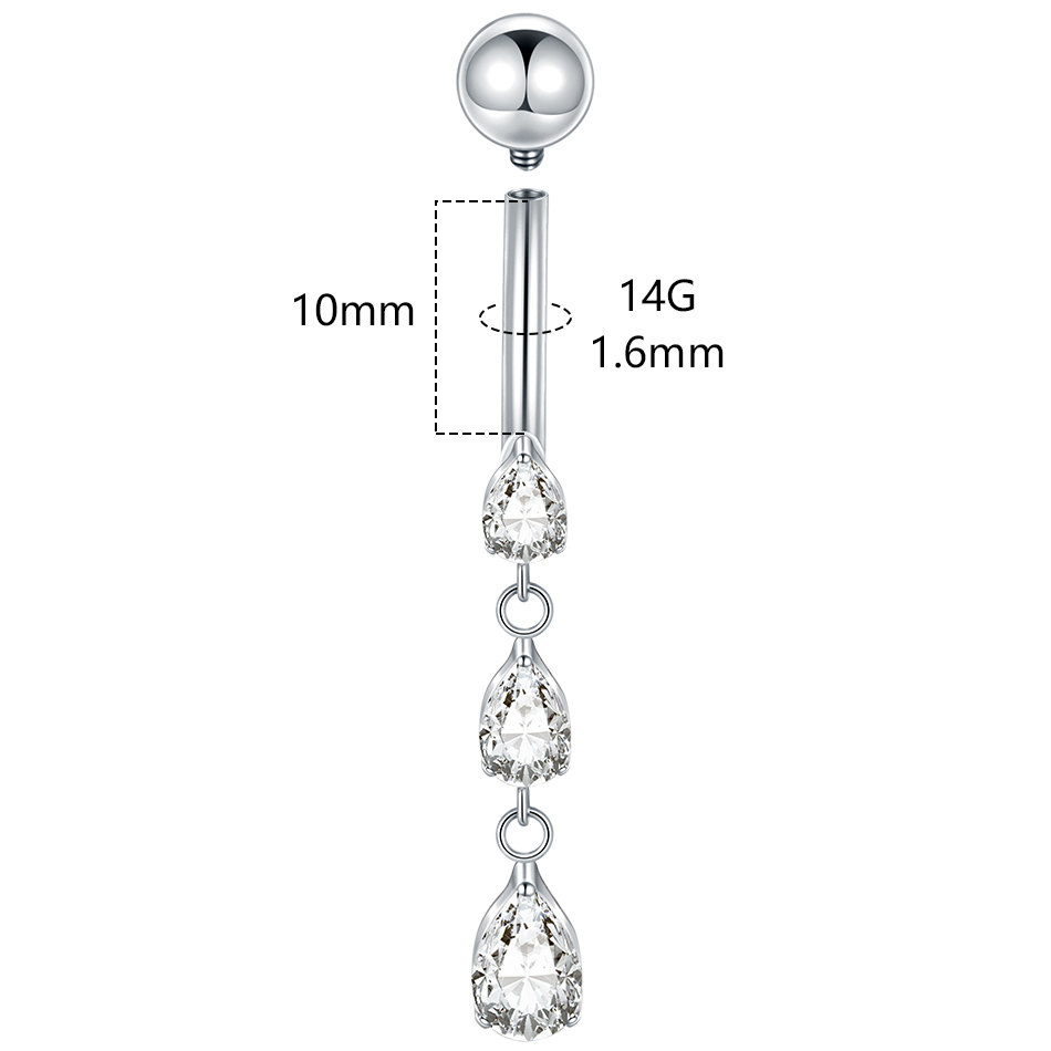 1/5PCS Titanium 14G Dangle CZ  - đánh giá và giá Belly Bar Titanium