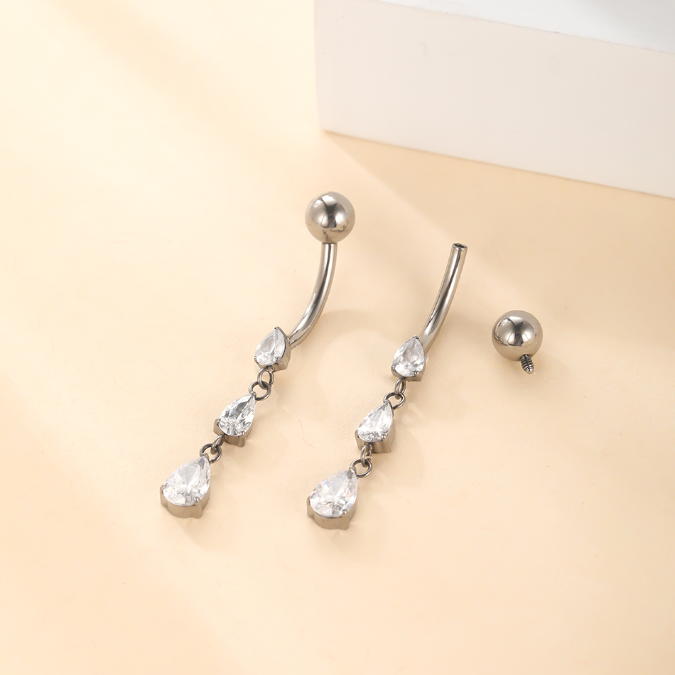 1/5PCS Titanium 14G Dangle CZ  - đánh giá và giá Belly Bar Titanium