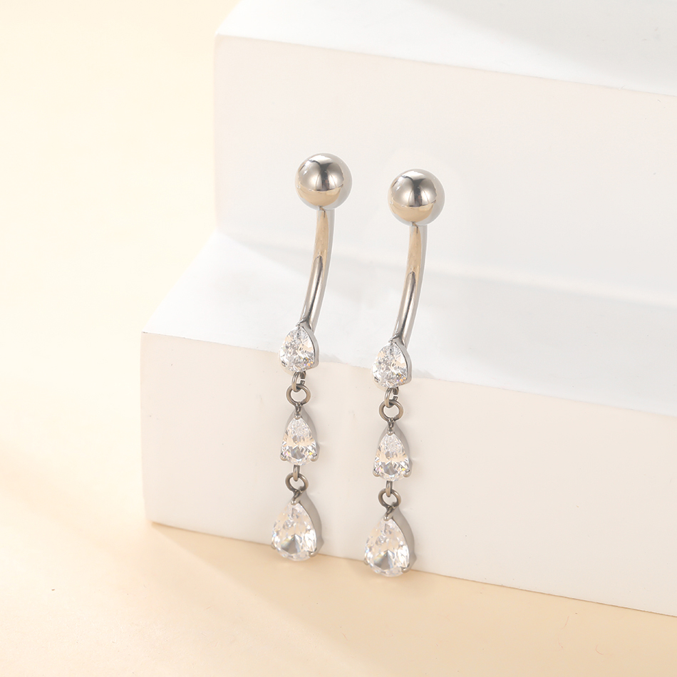 1/5PCS Titanium 14G Dangle CZ  - đánh giá và giá Belly Bar Titanium