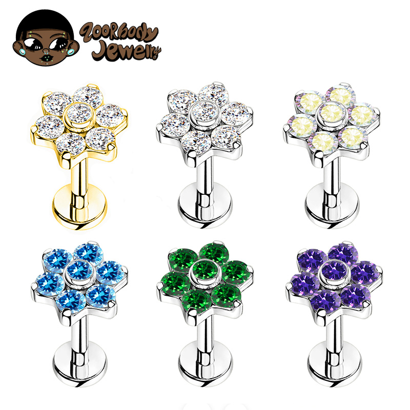 ASTM F136 Titanium Flower Pier - đánh giá và giá Zoor Body Jewelry