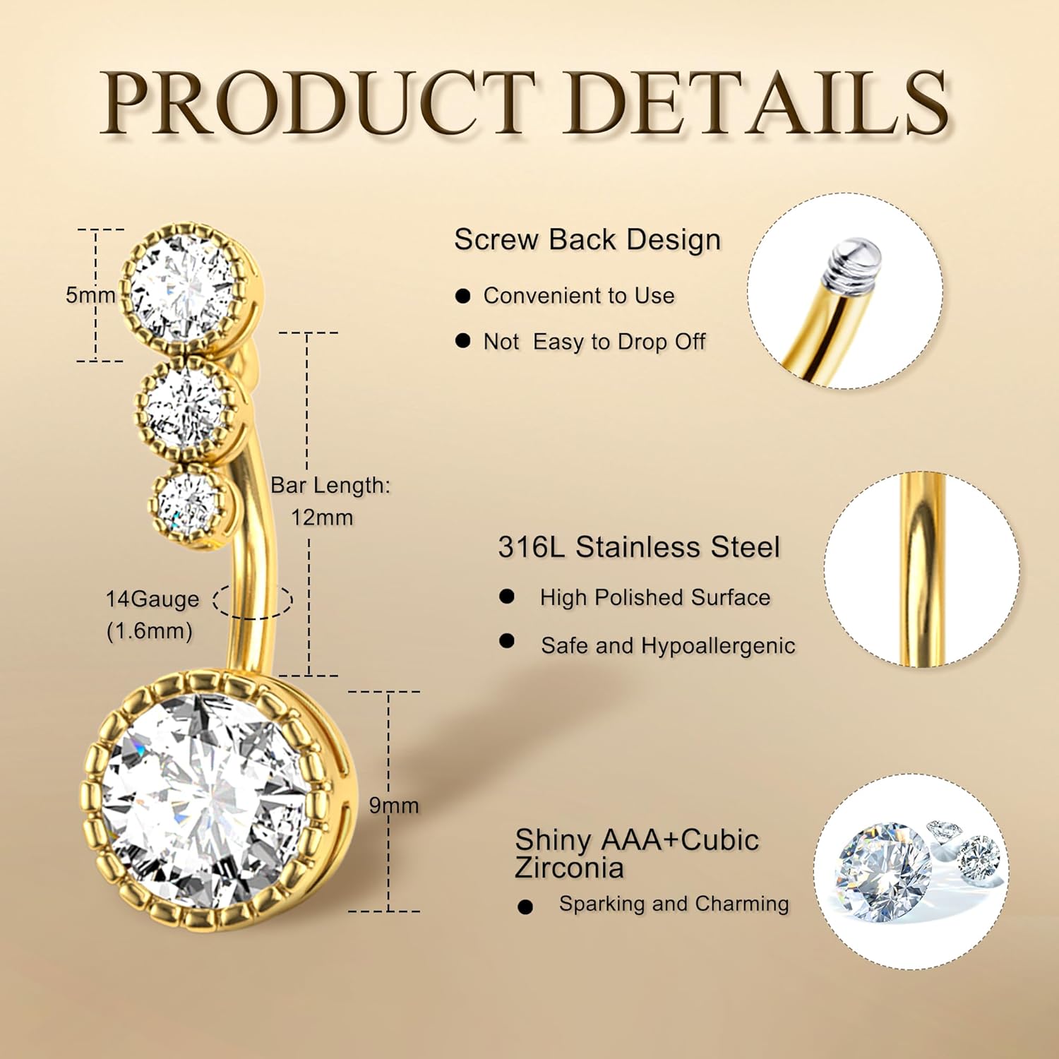 Drperfect 1Pc Belly Button Rin - đánh giá và giá Belly Bar Titanium